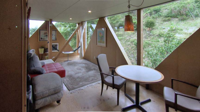 緑に埋まる三角窓＝「千葉県木更津市･後安邸」（C）テレビ朝日