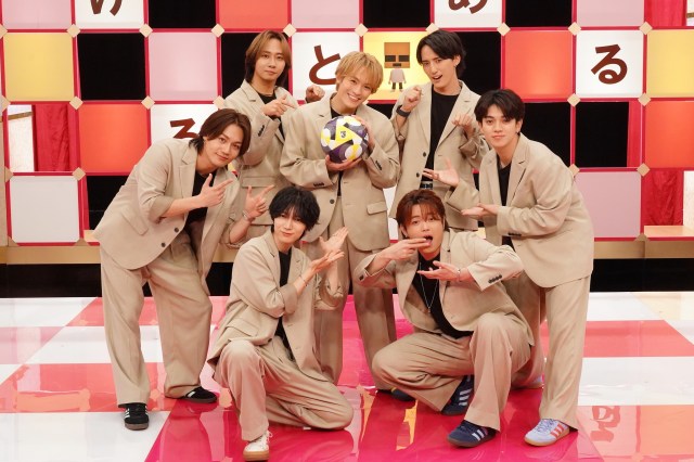 『けるとめる』に出演するTravis Japan（右上から時計回りに）川島如恵留、宮近海斗、吉澤閑也、七五三掛龍也、松田元太、中村海人、松倉海斗 （C）フジテレビ