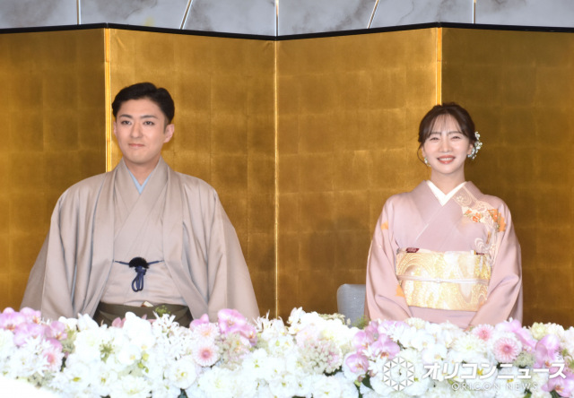 婚約したことを発表した（左から）中村橋之助、能條愛未 （C）ORICON NewS inc.