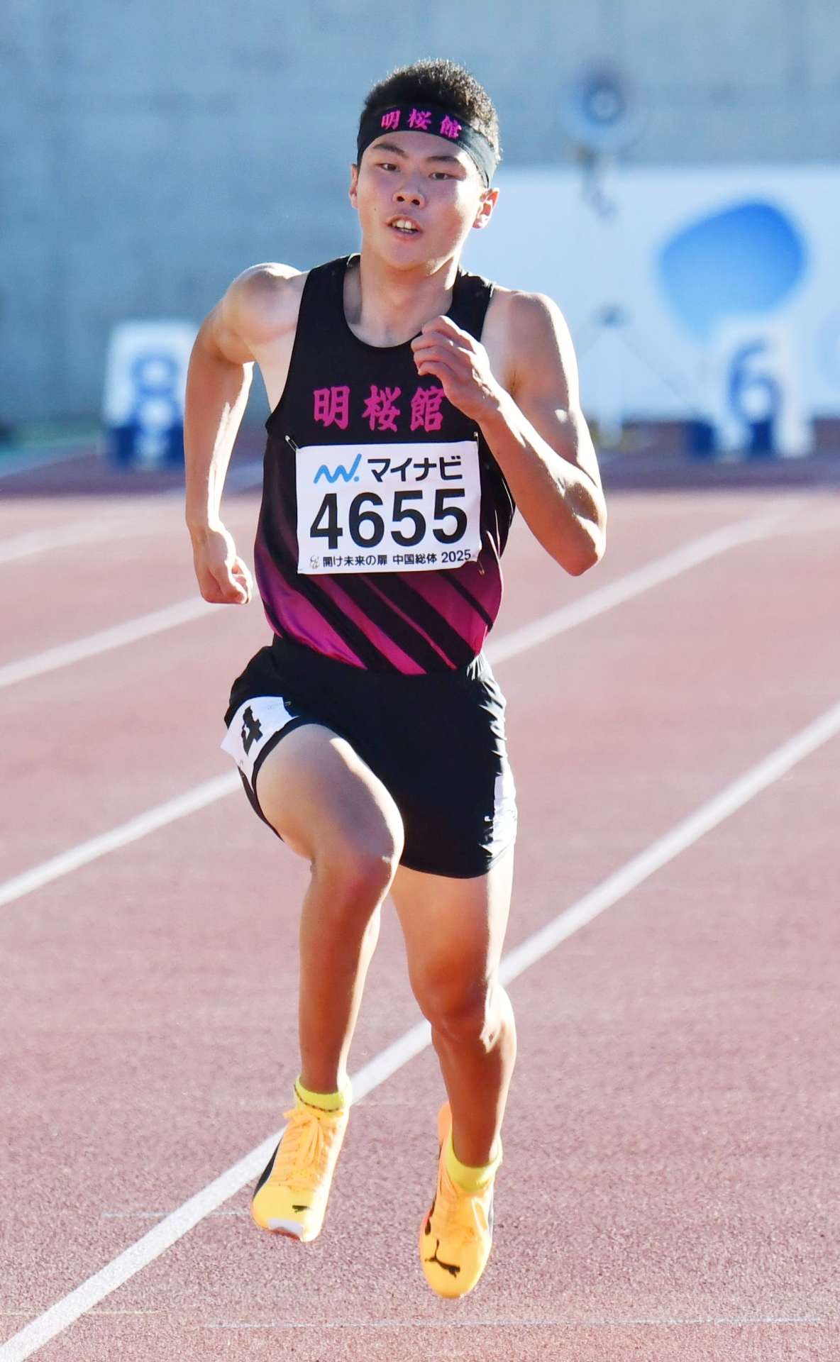 男子１００メートルで６位入賞した安田夢雄生（４６５５、明桜館）＝ホットスタッフフィールド広島