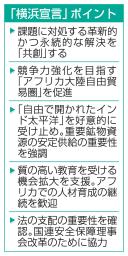 　第９回「アフリカ開発会議（ＴＩＣＡＤ）」の閉会式で、あいさつする石破首相（奥右端）＝２２日午前、横浜市（代表撮影）