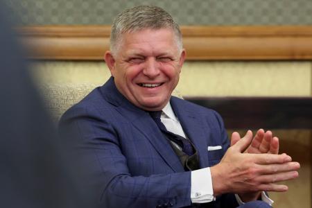 　スロバキアのフィツォ首相＝２日、北京（ＡＰ＝共同）