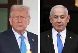 　トランプ米大統領（ゲッティ＝共同）、イスラエルのネタニヤフ首相（ロイター＝共同）