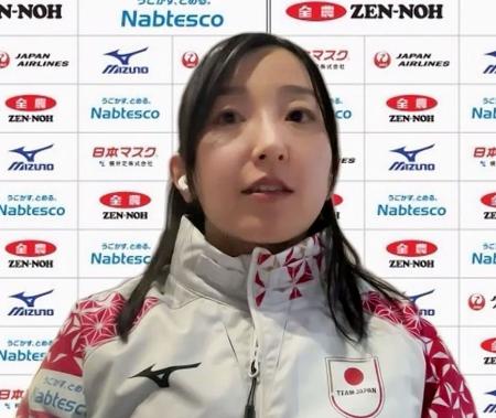 　カーリングのパンコンチネンタル選手権への意欲を語る女子ロコ・ソラーレの藤沢五月＝８日