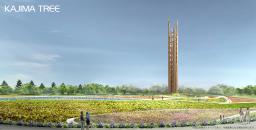 　大阪・関西万博の「大屋根リング」の木材を再利用した木造の塔のイメージ（鹿島提供）