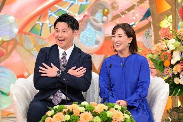 21日放送『新婚さんいらっしゃい！』に出演する（左から）長岡大雅アナ、武田華奈アナ（C）ABCテレビ