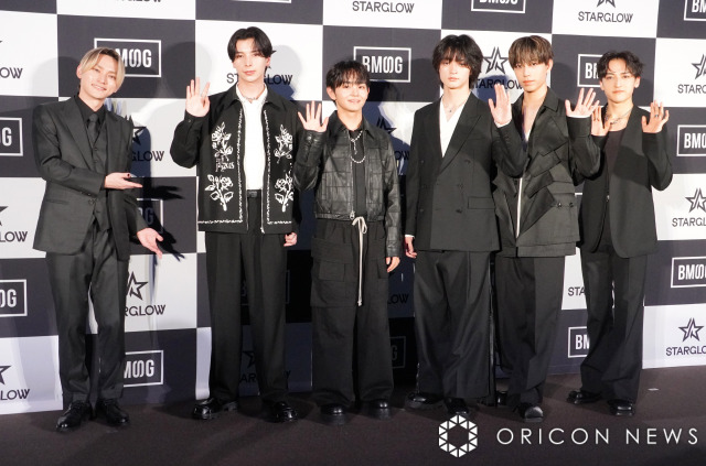 『BMSG 3rd BOYS GROUP プレデビュー記者会見』に出席した（左から）SKY-HI、ADAM、TAIKI、RUI、GOICHI、KANON （C）ORICON NewS inc.