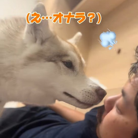 オナラの音を聞き、においの元を探るモニカ