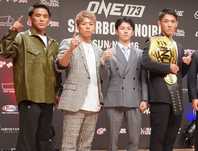 11・16『ONE 173』参戦ファイター（左から）与座優貴、武尊、吉成名高、野杁正明 （C）ORICON NewS inc.