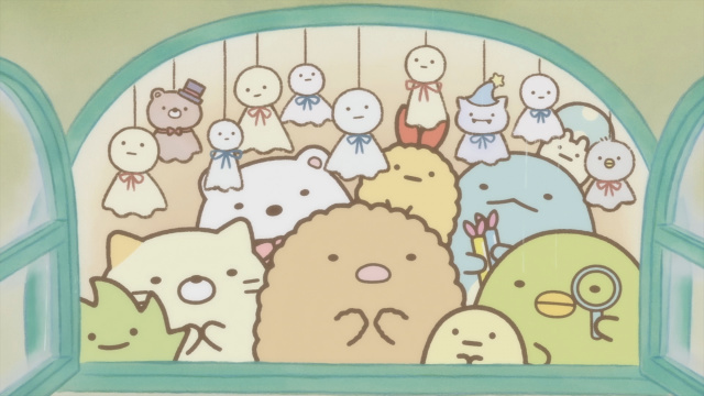 窓の外を覗くすみっコたち＝『映画 すみっコぐらし 空の王国とふたりのコ』（10月31日公開）（C）2025 日本すみっコぐらし協会映画部