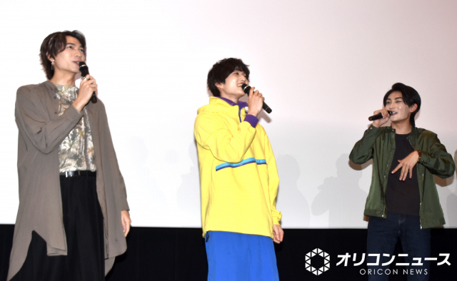 『仮面ライダーガヴ ギルティ・パルフェ』完成披露舞台あいさつに登壇した（左から）庄司浩平、知念英和、日野友輔 （C）ORICON NewS inc.