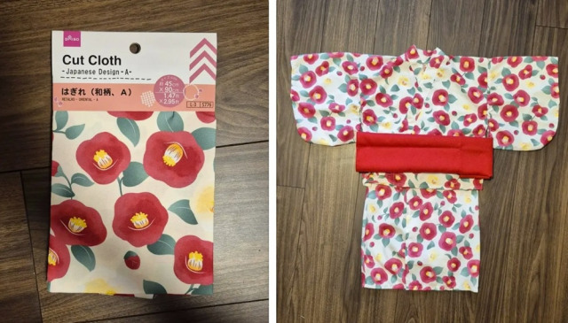 ダイソーのはぎれで手作りしたベビー浴衣／pi202410さん（@pi202410）提供