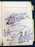 奈良伍郎さんが、三重海軍航空隊の野辺山派遣隊（長野県）で明け暮れたグライダーによる滑空訓練を描いたイラスト