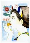 西炯子さんが描いた向田邦子さんの横顔＝かごしま近代文学館提供、企画展「向田邦子と日々の器」（２０１７〜１８年）図録より