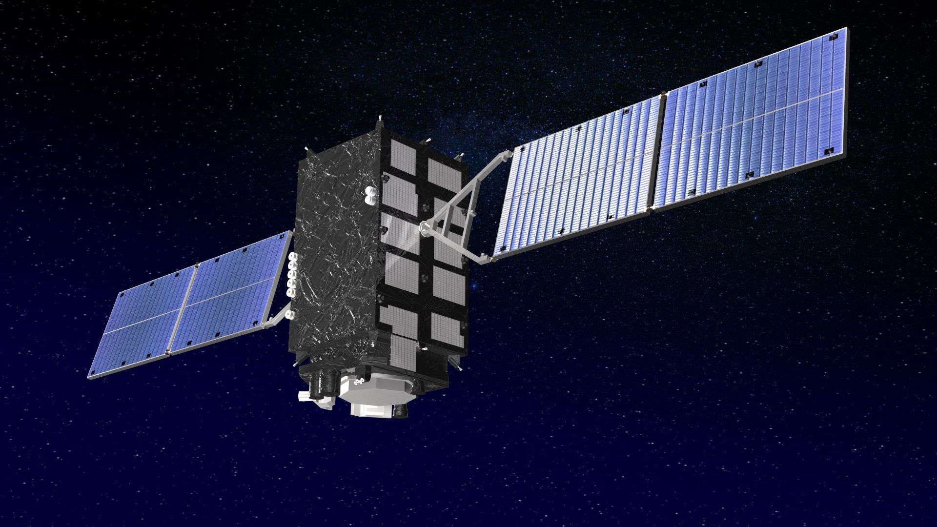 準天頂衛星初号機「みちびき」の後継機のＣＧ画像（内閣府提供）