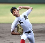 直球、変化球とも抜群の切れが光る大島のエース大野稼頭央＝２０２１年１０月、平和リース