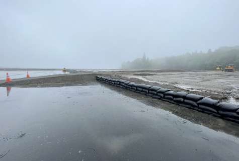 工事が進む、全共鹿児島大会「種牛の部」の会場予定地＝２３日、霧島市牧園