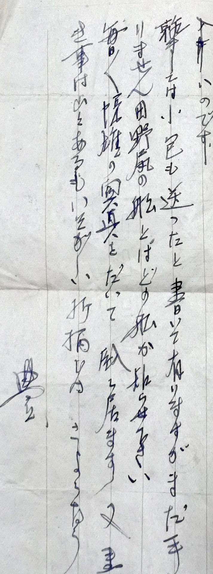 父豊さんが母フミさんに宛てた手紙には「毎日悦雄の写真をだいて臥(ふし)て居ます」と書かれている
