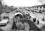国道１０号線沿いで最後となる春の木市＝１９６５（昭和４０）年３月２５日、鹿児島市山下町の鶴丸城堀割前