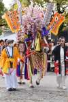 初午祭で軽やかにステップを踏む鈴かけ馬＝１２日、霧島市隼人の鹿児島神宮