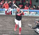 ８年ぶりに鹿児島でプレーするトヨタ自動車の和田佳大（鹿情報高卒）＝ビーラインスポーツパーク姶良