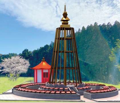 庭園墓地と五輪塔の完成予想図