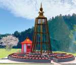 庭園墓地と五輪塔の完成予想図