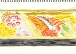 新函館北斗駅で購入した駅弁「蝦夷ちらし」の絵。潮の香りが伝わればいいのだが…