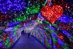 光の演出で幻想的な雰囲気の会場＝４日、鹿児島市の天文館公園