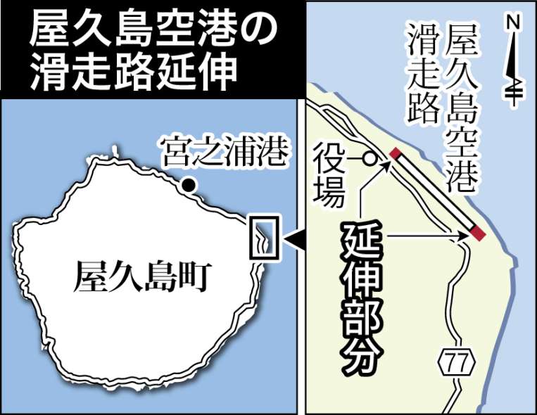 〈関連〉屋久島空港の位置と滑走路延伸部分を地図で確認する