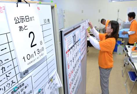 〈別カット〉急ピッチで事務所の準備をするスタッフ＝１３日午後、鹿児島市（画像の一部を加工しています）