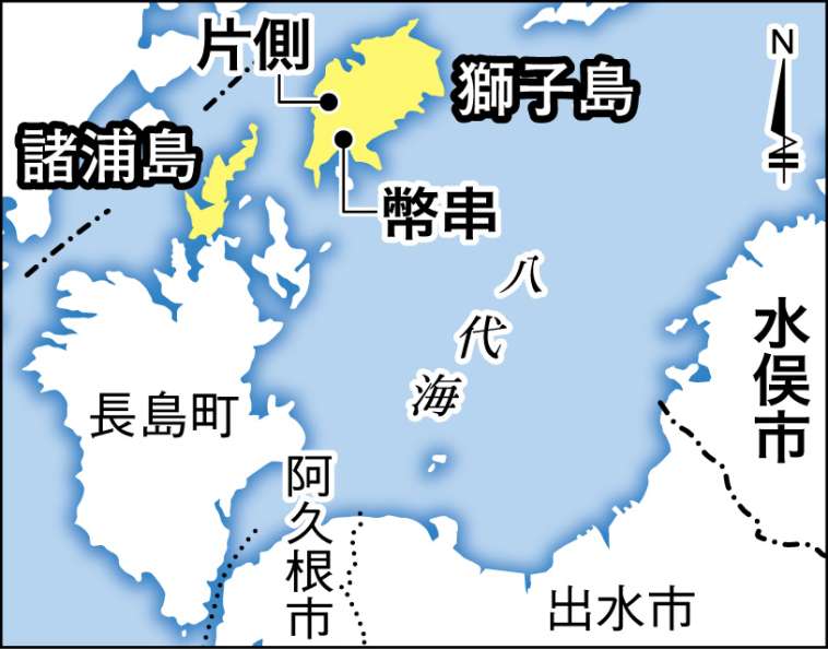 獅子島・諸蒲島の位置を地図で確認する