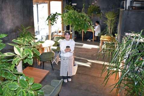 植物に囲まれたカフェ「ｍｏｏｉ」＝指宿市十町