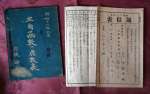 兵器研究の冊子と当時の通知表。通知表の中には、陸軍記念日（三月十日）、軍港祭（四月二十六日）、海軍記念日（五月二十七日）が印字されている