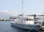 引退した測量船「いそしお」＝３日、鹿児島市の鹿児島港本港区