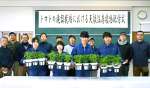 トマト農家に配るクレオメを育てた薩摩中央高校生＝さつま町虎居
