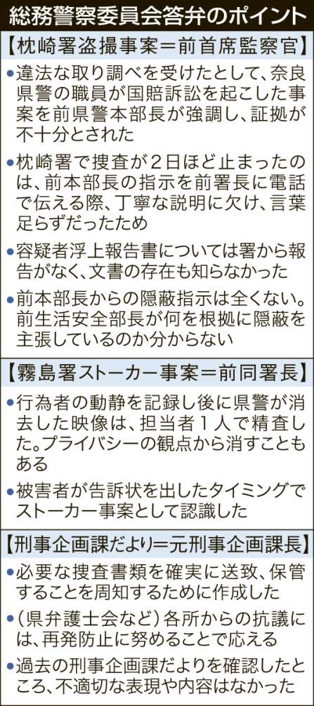 〈関連〉県議会総務警察委員会の県警側答弁ポイントを分かりやすく