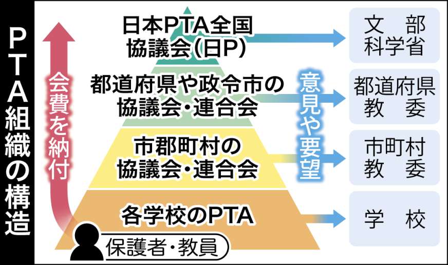 〈関連〉プラミッド型のPTA組織の構造を図で確認する