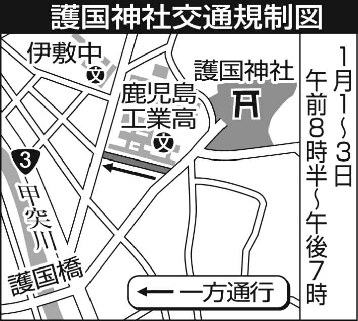 護国神社の交通規制図