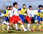 後半１３分、神村の安田（９）が先制ゴールを決める＝三木総合防災公園