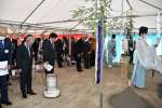 蒲生複合新庁舎起工式の神事＝２４日、姶良市蒲生