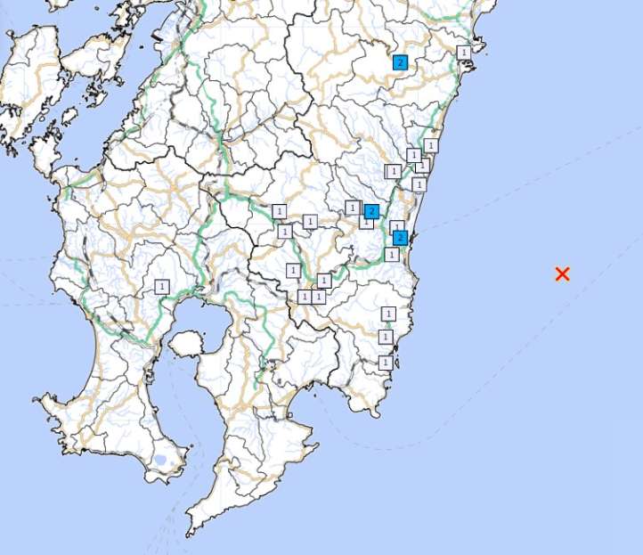 〈関連〉震源の位置と各地の震度を地図で確認する（気象庁ホームページから）