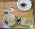 キックオフイベントで提供されたサクラダイのすしや茶漬け＝指宿市の山川町漁協水揚げ場