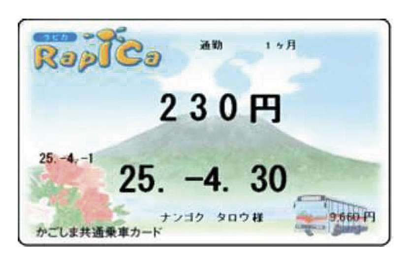 新しく導入される金額式定期のイメージ。区間ではなく運賃が表記される（南国交通ホームページから）