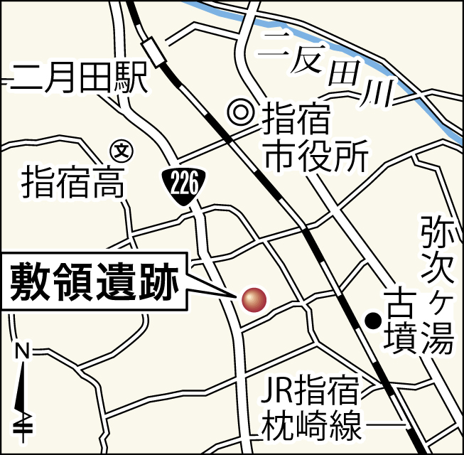 古墳時代の大規模集落跡が見つかった敷領遺跡の場所を地図で確認する