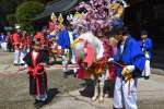 華やかな飾りを付けた鈴懸け馬＝薩摩川内市の新田神社