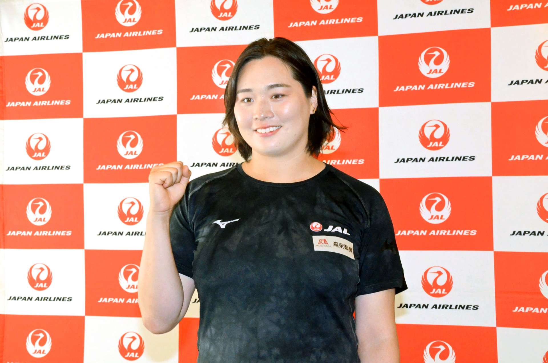 （別カット）連覇への意気込みを語る北口榛花＝２６日、奄美市名瀬のホテル