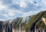 三島村硫黄島の鎮火した火災現場＝三島村硫黄島（同村提供）
