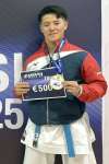 「ＫＡＲＡＴＥ１　シリーズＡ」トビリシ大会の男子形で優勝した印口翔太（本人提供）