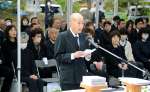 遺族代表であいさつする毛利良一さん＝１３日、南さつま市の万世特攻平和祈念館